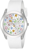 Guess Wanderlust Crystals Silver Dial White Rubber Strap Watch for Women - W1059L1 Authentic Buy Shop Now
