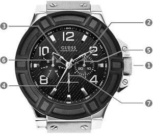 Guess Indovina Quartz Black Dial Black Leather Strap Watch For Men - W0040G9 Authentic Buy Shop Now