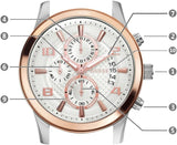 Guess Exec Chronograph White Dial Two Tone Steel Strap Watch for Men - W0075G2 Authentic Buy Shop Now
