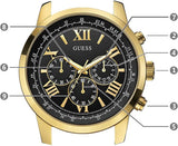 Guess Horizon Chronograph Black Dial Gold Steel Strap Watch For Men - W0379G4 Authentic Buy Shop Now