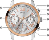 Guess Mini Sunrise Analog Silver Dial Two Tone Steel Strap Watch For Women - W0448L4 Authentic Buy Shop Now