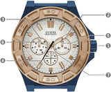 Guess Force Multi Function White Dial Blue Leather Strap Watch For Men - W0674G7 Authentic Buy Shop Now