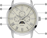Guess Delancy Quartz White Dial Brown Leather Strap Watch For Men - W0870G1 Authentic Buy Shop Now