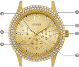 Guess Bedazzle Diamonds Gold Dial Gold Steel Strap Watch For Women - W1097L2 Authentic Buy Shop Now