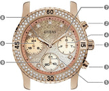 Guess Confetti Diamonds Gold Dial Blue Rubber Strap Watch For Women - W1098L6 Authentic Buy Shop Now