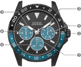 Guess Odyssey Quartz Black Dial Black Leather Strap Watch For Men - W1108G5 Authentic Buy Shop Now