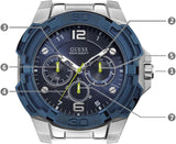 Guess Genesis Multi Function Analog Blue Dial Blue Rubber Strap Watch For Men - W1254G1 Authentic Buy Shop Now