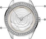 Guess Rosette Analog White Dial White Leather Strap Watch For Women - W75043L1 Authentic Buy Shop Now