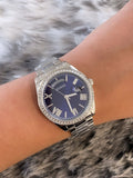 Guess Luna Diamonds Blue Dial Silver Steel Strap Watch for Women - GW0307L1 Authentic Buy Shop Now