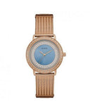 Guess Willow Crystal Blue Dial Rose Gold Mesh Bracelet Watch For Women - W0836L1 Authentic Buy Shop Now