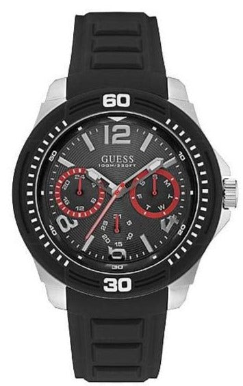 Guess Tread Black Dial Black Rubber Strap Watch for Men - W0967G1 Authentic Buy Shop Now