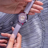 Guess Dahlia Analog Silver Dial Purple Leather Strap Watch For Women - GW0529L4 Authentic Buy Shop Now