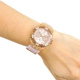Guess Rose Gold Dial with Diamonds Pink Rubber Strap Watch For Women - W1053L3 Authentic Buy Shop Now