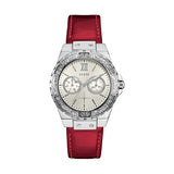 Guess Limelight Quartz Diamonds White Dial Red Leather Strap Watch For Women - W0775L11 Authentic Buy Shop Now