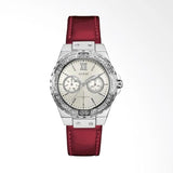 Guess Limelight Quartz Diamonds White Dial Red Leather Strap Watch For Women - W0775L11 Authentic Buy Shop Now