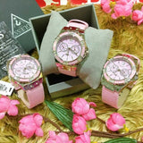 Guess Limelight Quartz Diamonds Pink Dial Pink Denim Strap Watch For Women - W0775l15 Authentic Buy Shop Now