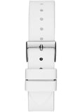 Guess Frontier Diamonds Silver Dial White Rubber Strap Watch For Women - W1160L4 Authentic Buy Shop Now