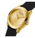 Guess Cubed Analog Gold Dial Black Silicone Strap Watch For Women - GW0665L1 Authentic Buy Shop Now
