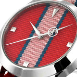 Gucci G Timeless Quartz Red Dial Two Tone NATO Strap Watch For Men - YA1264070 Authentic Buy Shop Now