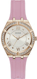 Guess Cosmo Diamonds Silver Dial Pink Silicone Strap Watch for Women - GW0034L3 Authentic Buy Shop Now