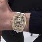 Guess Phoenix Multifunction Quartz Gold Dial White Silicon Strap Watch For Men - GW0048G3 Authentic Buy Shop Now
