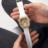 Guess Phoenix Multifunction Quartz Gold Dial White Silicon Strap Watch For Men - GW0048G3 Authentic Buy Shop Now