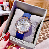 Guess Solstice Diamonds Silver Dial Blue Rubber Strap Watch for Women - GW0113L3 Authentic Buy Shop Now
