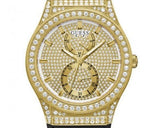 Guess Princess Crystals Gold Dial Black Silicone Strap Watch For Women - GW0439L2 Authentic Buy Shop Now