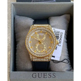 Guess Princess Crystals Gold Dial Black Silicone Strap Watch For Women - GW0439L2 Authentic Buy Shop Now