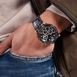 Guess Edge Chronograph Black Dial Black Leather Strap Watch For Men - GW0492G1 Authentic Buy Shop Now