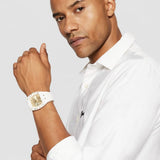 Guess Phoenix Analog Gold Dial White Silicone Strap Watch For Men - GW0499G5 Authentic Buy Shop Now