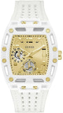 Guess Phoenix Analog Gold Dial White Silicone Strap Watch For Men - GW0499G5 Authentic Buy Shop Now