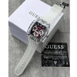Guess Phoenix Quartz Burgundy Dial Transparent Silicone Strap Watch For Men - GW0499G9 Authentic Buy Shop Now