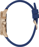 Guess Queen Quartz Crystals Rose Gold Dial Blue Silicone Strap Watch For Women - GW0536L5 Authentic Buy Shop Now