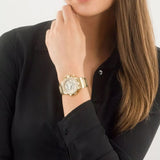Guess Fusion Chronograph Gold Dial Gold Steel Strap Watch for Women - GW0552L2 Authentic Buy Shop Now