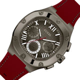 Guess Headline Multifunction Grey Dial Burgundy Silicone Strap Watch For Men - GW0571G4 Authentic Buy Shop Now