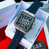 Guess Leo Chronograph Navy Blue Dial Blue Silicone Strap Watch For Men - GW0637G1 Authentic Buy Shop Now