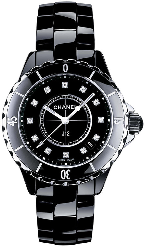Chanel J12 Quartz Diamonds Black Dial Black Steel Strap Watch for Women - J12 H1625 Authentic Buy Shop Now