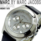 Marc Jacobs Blade Chronograph White Dial Black Leather Strap Watch for Women - MBM1189 Authentic Buy Shop Now