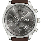Hugo Boss Grand Prix Grey Dial Brown Leather Strap Watch for Men - 1513476 Authentic Buy Shop Now