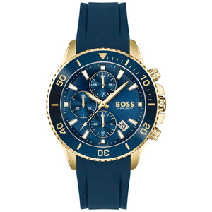 Hugo Boss Admiral Blue Dial Blue Rubber SIlicon Strap Watch for Men - 1513965 Authentic Buy Shop Now