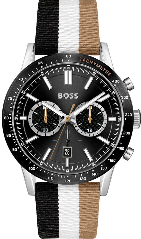 Hugo Boss Allure Chronograph Black Dial Multicolor Nylon Strap Watch for Men - 1513963 Authentic Buy Shop Now