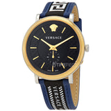Versace V-Circle Black Dial Blue Leather Strap Watch for Men - VEBQ01419 Authentic Buy Shop Now