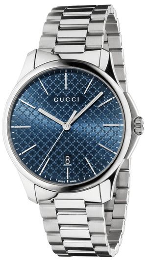 Gucci G Timeless Blue Dial Silver Steel Strap Watch For Men - YA126316 Authentic Buy Shop Now