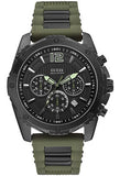 Guess Sport Chronograph Black Dial Green Silicone Strap Watch for Men - W0167G4 Authentic Buy Shop Now