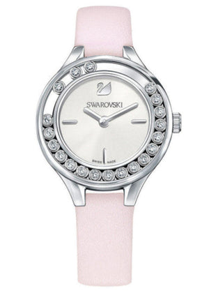 Swarovski Lovely Crystals Silver Dial Pink Leather Strap Watch for Women - 5261493 Authentic Buy Shop Now