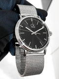 Calvin Klein Surround Black Dial Silver Mesh Bracelet Watch for Men - K3W21121 Authentic Buy Shop Now