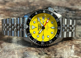Seiko 5 Sport SKX GMT US Special Creation Automatic Yellow Dial Silver Steel Strap Watch for Men - SSK017K1 Authentic Buy Shop Now