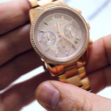 Michael Kors Ritz Chronograph Mother of Pearl White Dial Two Tone Steel Strap Watch For Women - MK6769 Authentic Buy Shop Now