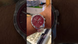 Hugo Boss Trace Chronograph Red Dial Silver Steel Strap Watch For Men - 1514004 Authentic Buy Shop Now